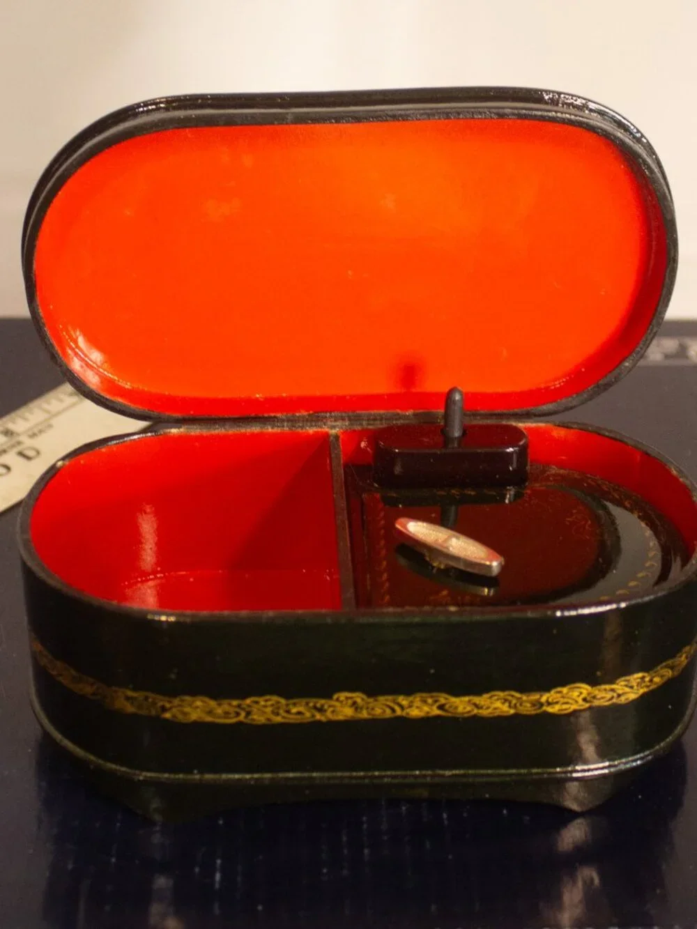 Hand‑Painted Russian Lacquer Music Box • Black & Gold